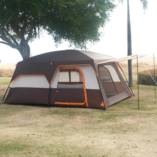 Twelve person brown cabin tent with mesh — photo 4