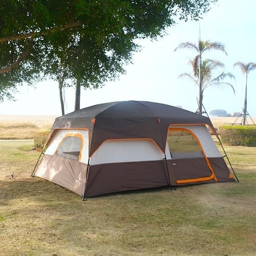 Twelve person brown cabin tent with mesh — photo 5