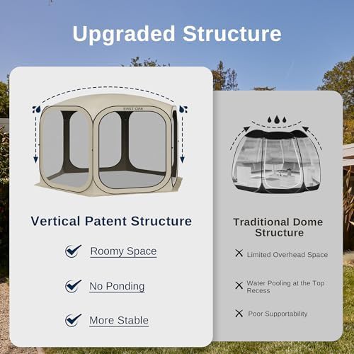 Large Beige Pop Up Screen Gazebo 12x12 — photo 3
