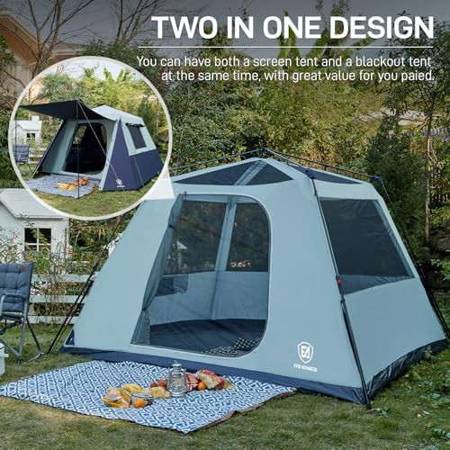 Grey and Blue Six Person Vestibule Tent — photo 3
