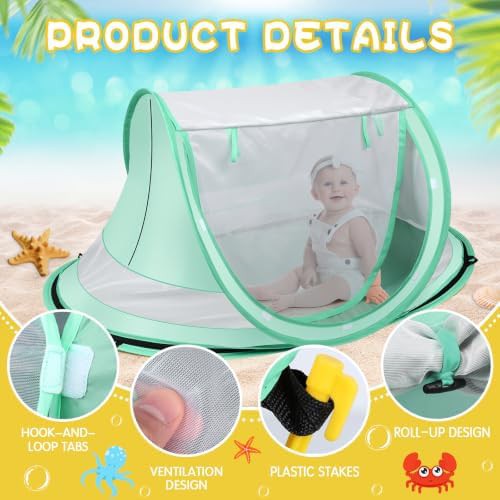 Green baby beach pop up sun shade — photo 4