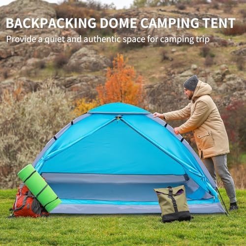 Bright Blue Waterproof Hiking Tent — photo 4