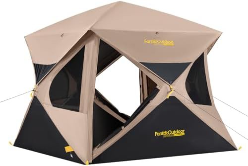 Khaki Four Person Pop Up Hub Tent