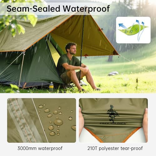 Large Brown Waterproof Camping Tarp Shelter — photo 3