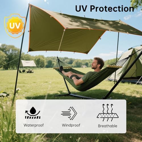 Large Brown Waterproof Camping Tarp Shelter — photo 4