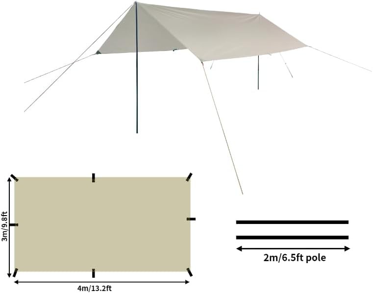 Large Khaki Nylon Waterproof Camping Tarp — photo 5
