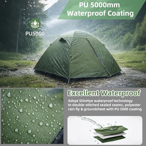 Green Two Person Waterproof Backpacking Tent — photo 3