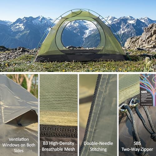 Green Two Person Waterproof Backpacking Tent — photo 4