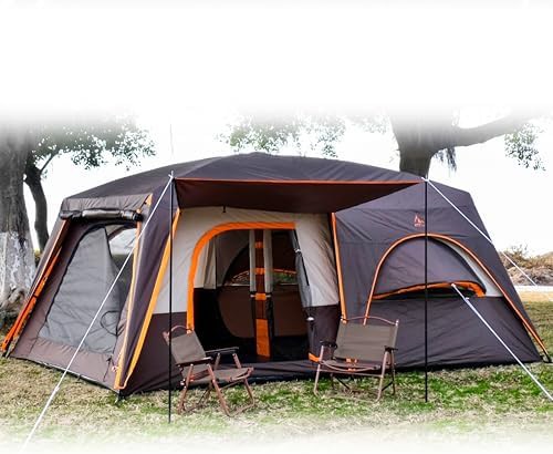 Twelve person cabin tent with bay windows