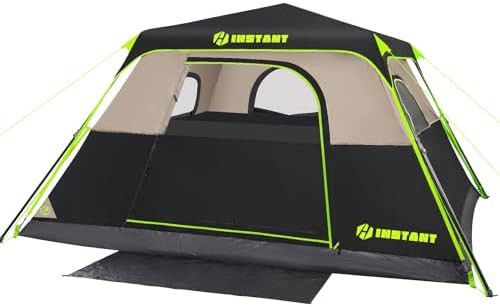 Six person instant camping tent with rainfly