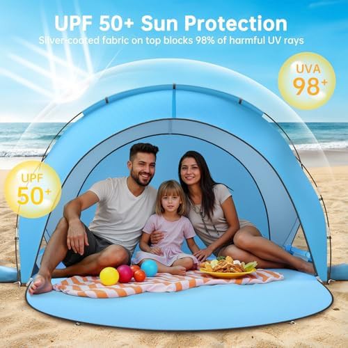 Blue sun shelter for beach camping — photo 5