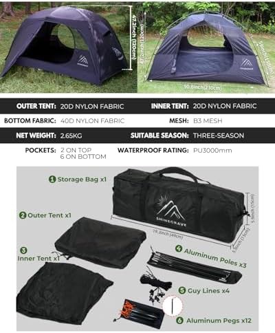 Black nylon two person backpacking tent — photo 5