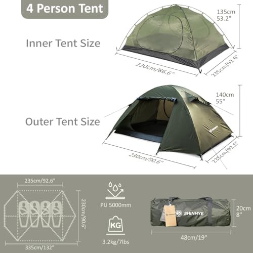 Green Four Person Waterproof Backpacking Tent — photo 5