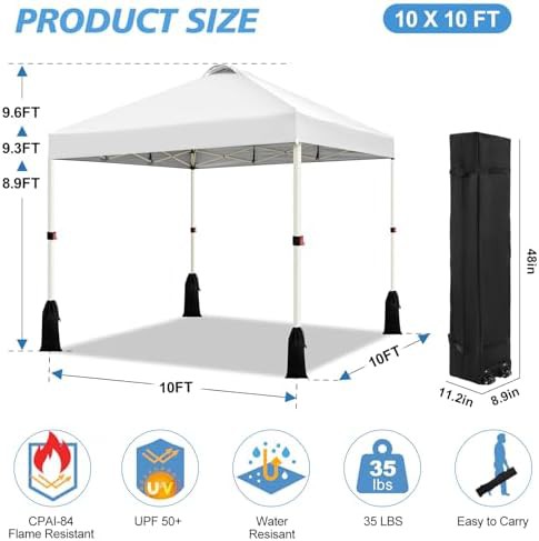 White Instant Portable Canopy 10x10 — photo 5