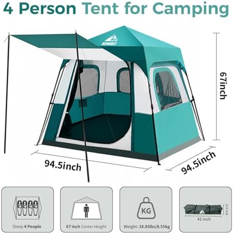 Blue instant family camping tent for six — photo 3