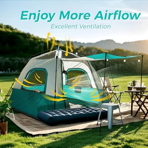 Blue instant family camping tent for six — photo 4